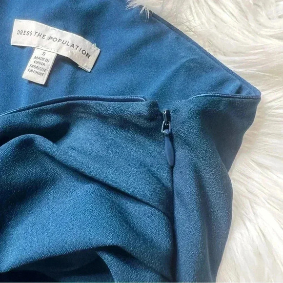 Dress The Population Blue One Shoulder Peacock Teal Blue Dress - Picture 10 of 12